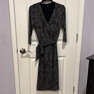 Lauren Ralph Lauren Charcoal Floral Long Sleeve Dress